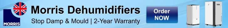 Morris Dehumidifiers with a 2-year warranty to prevent damp and mould; order now.