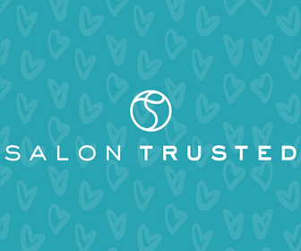 Salon Trusted Logo with Blue Background and love hearts