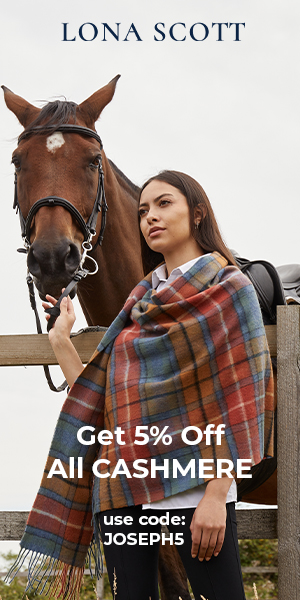 Model wearing Lona Scott cashmere shawl