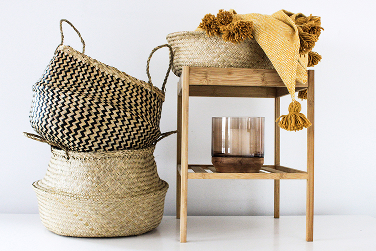 Handcrafted Seagrass Storage Baskets And Moroccan Throw